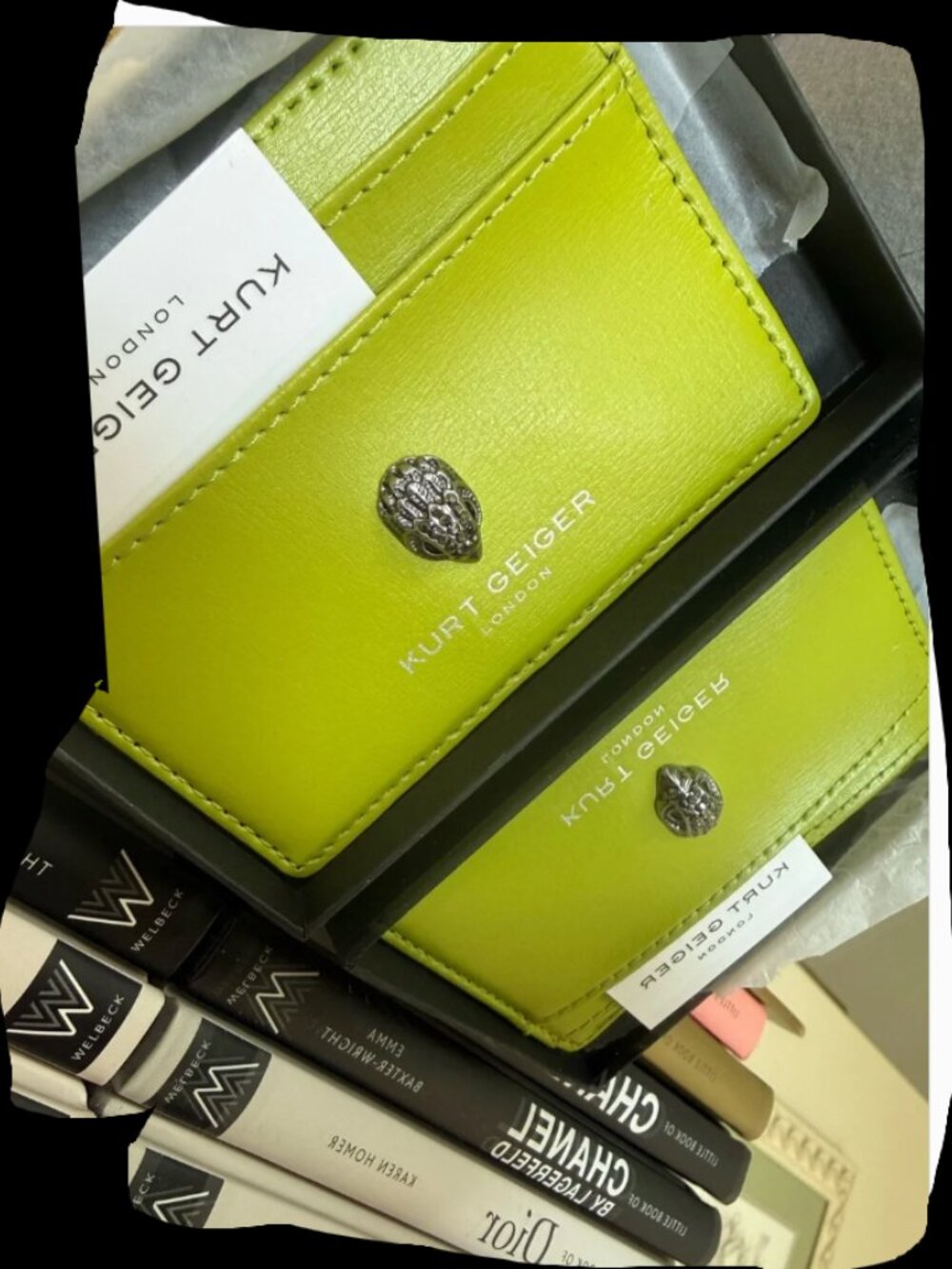 Kurt Geiger Bond Leather Card Holder • Lime • NWT Box • Eagle Head • Rare - Picture 6 of 11